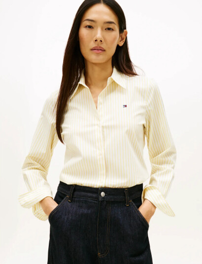 Tommy Hilfiger Ess Poplin Regular Shirt - Yellow - 36