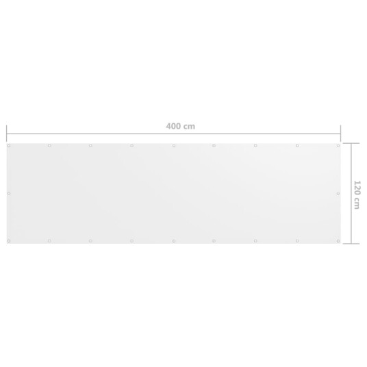 vidaXL Balkongskjerm hvit 120x400 cm oxfordstoff