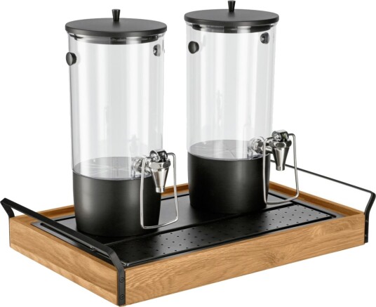 VEGA Drikkedispenser Esino dobbel GN 1/1; 61.9x38.6x42 cm (LxBxH); Eik/Svart