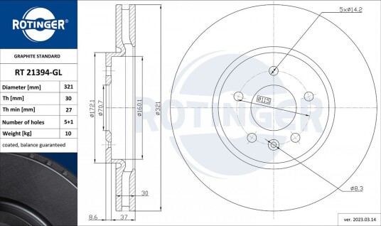 Bremseskive ROTINGER RT 21394-GL