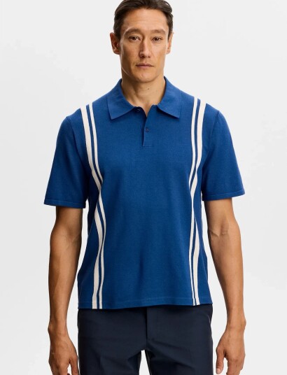 J. Lindeberg Rylan Stripe Knit Golf Polo Navy XXL