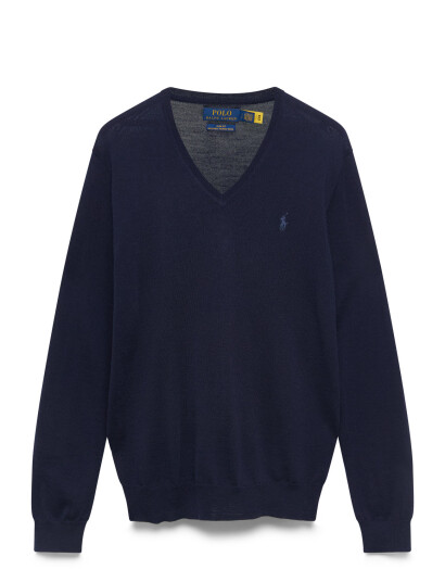 Polo Ralph Lauren Slim Fit Washable Wool V-Neck Sweater - Navy - S Polo Ralph Lauren Slim Fit Washable Wool V-Neck Sweater - Navy - S