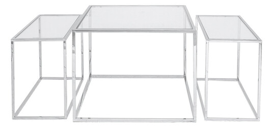 Three set table settbord krom høy