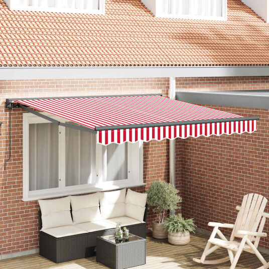  Innvendbar Markise Rød og hvit stripe 300x250 cm stoff