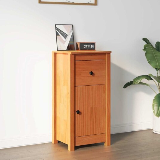 Serviesskap med skuff Vokset Brun 39 x 34,5 x 80 cm Massiv furu