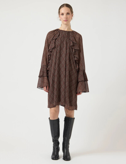 YAS Yaschecksy Ls Dress S. Brown 36 YAS Yaschecksy Ls Dress S. Brown 36