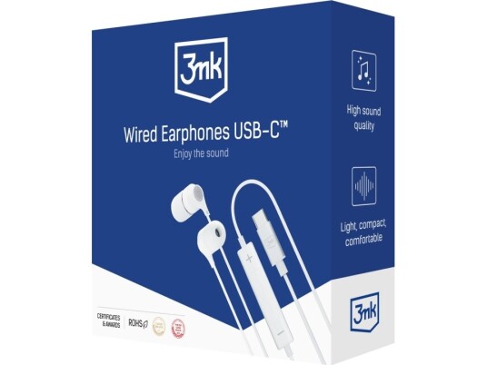 Ausines 3Mk Hodetelefoner Med Kabel Usb-C Baltos (5903108518062)
