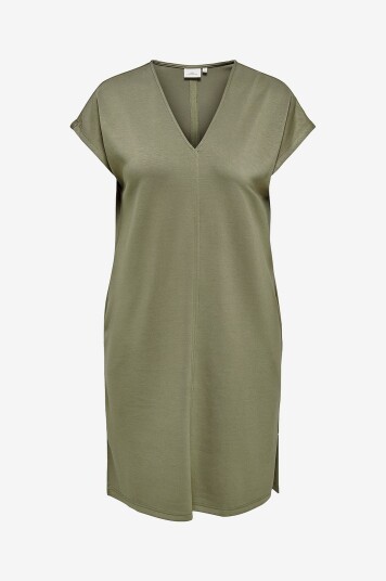Only Carmakoma - T-shirtkjole carLise Capsleeve V-neck - Grønn