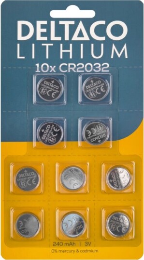 Deltaco CR2032 litiumbatterier 10 stk Deltaco CR2032 litiumbatterier 10 stk