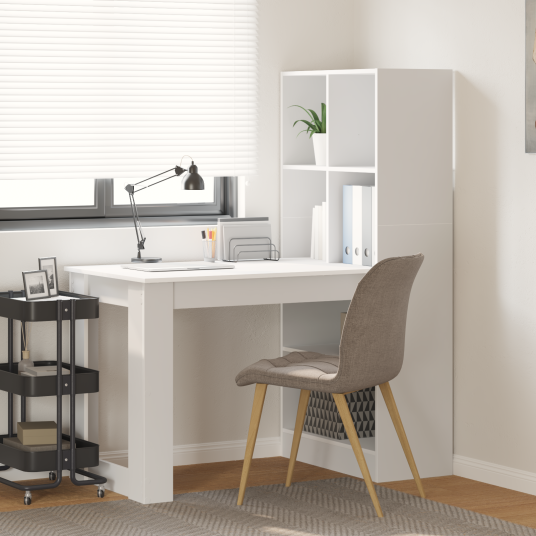  Skrivebord med hylle med lagring Hvit 122 x 67 x 145 cm