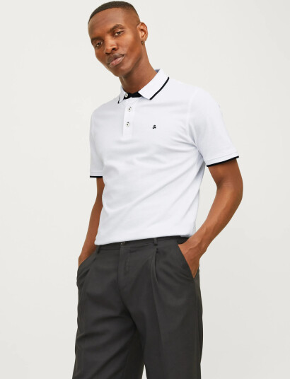 Jack & Jones Jjepaulos Polo Ss Noos - White - XXXL