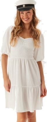 BUBBLEROOM Smock Short Dress White XL