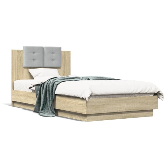  Sengeramme med hodegavl sonoma eik 90x190 cm konstruert tre 8721012277052