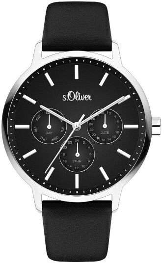 s.Oliver Dameklokke SO 4165 LM S.Oliver Classic Sort/Lær Ø40 mm s.Oliver Dameklokke SO 4165 LM S.Oliver Classic Sort/Lær Ø40 mm