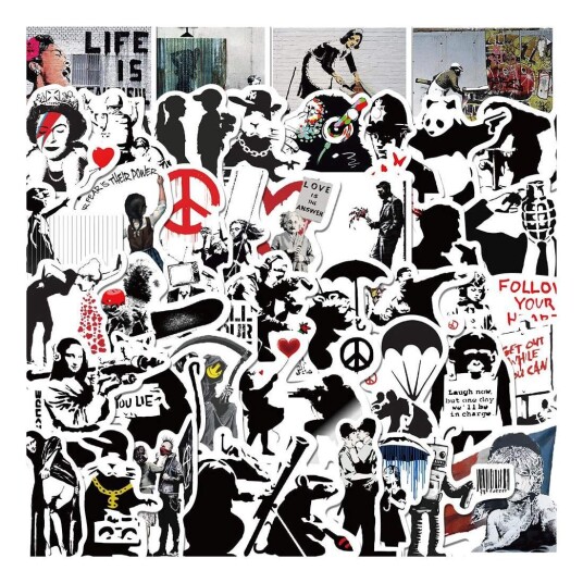 Klistremerker med Banksy -Konst - 67 stk
