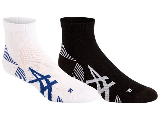 Asics  2ppk Cushion Run Quarter Sock   001 PERFORMANCE BLACK/BRILLIANT WHITE L