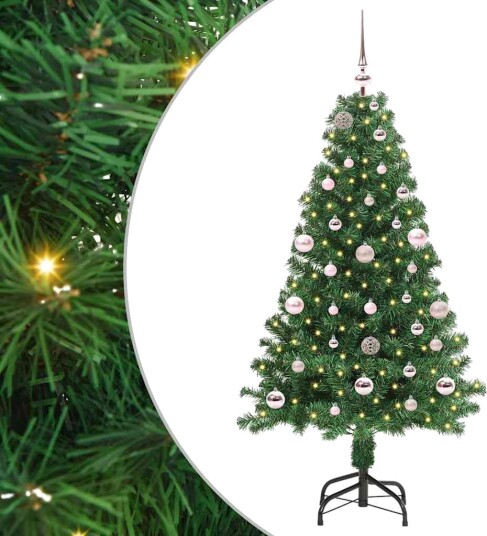  Kunstig juletre med 150 LED grønn 150 cm PVC og Stål og Plast