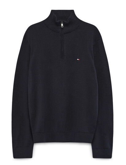 Tommy Hilfiger Essential Cotton Zip Mock - Navy - XXXL