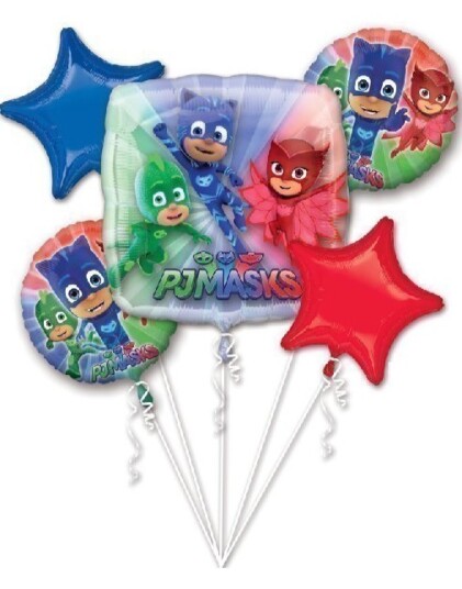 Pysjheltene Ballongbukett med 5 Folieballonger