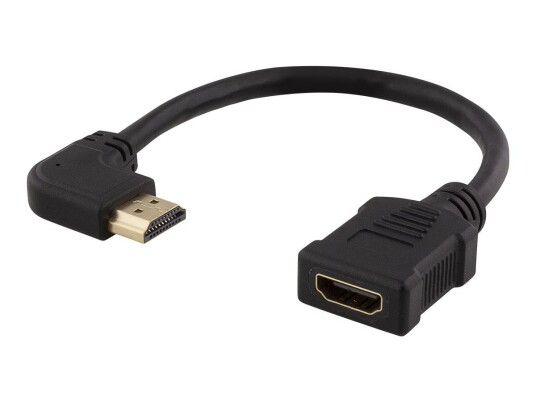 Deltaco HDMI-adapter 0,2 m venstrevinklet UHD svart