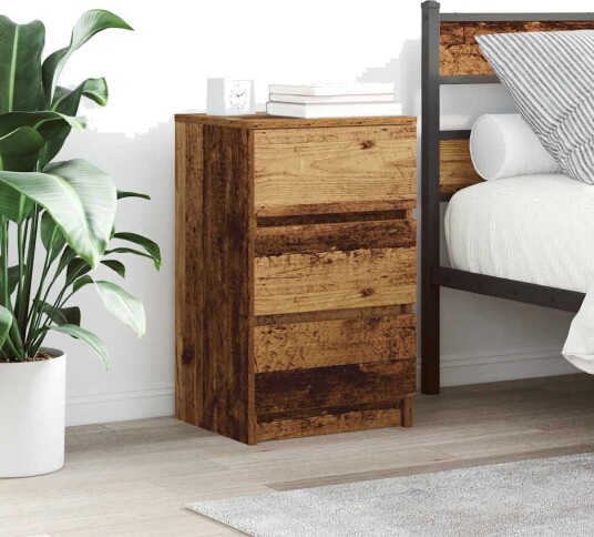  Nattskap med 3 skuffer 2 stk gammelt tre 39x35x65 cm