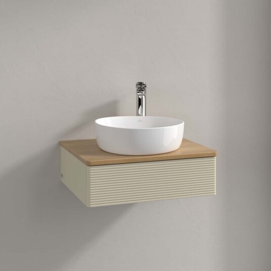 Villeroy & Boch Antao Servantskap med 1 skuff 60x50x19 cm m/lys Grå Matt/Eik Villeroy & Boch Antao Servantskap med 1 skuff 60x50x19 cm m/lys Grå Matt/Eik