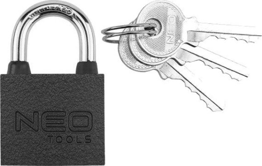 NEO Tools Hengelås 85-056 30 mm, 3 Nøkler, Støpejern