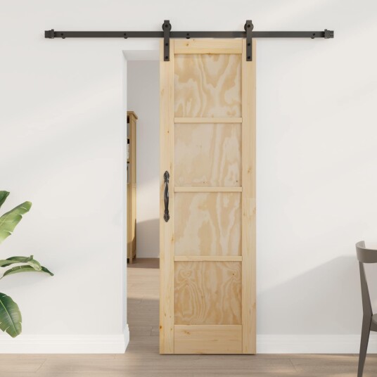 vidaXL Skyvedør Naturlig og svart 61 x 198,5 cm Heltre furu