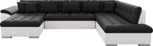 Dynir Sofa med Sjeselong og Divan 4 seter   Hvit/Svart