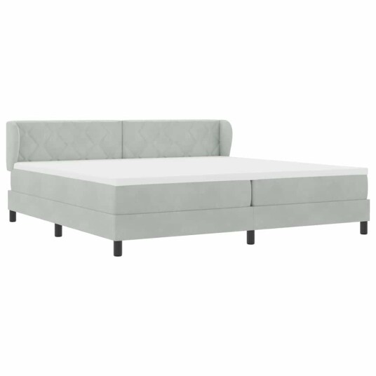  Boxspring seng med madrass i lys grå fløyel 200x200 cm