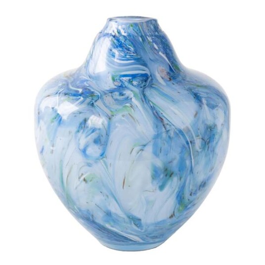 Magnor Unik skulptur kunstglass M 24 cm blå multi
