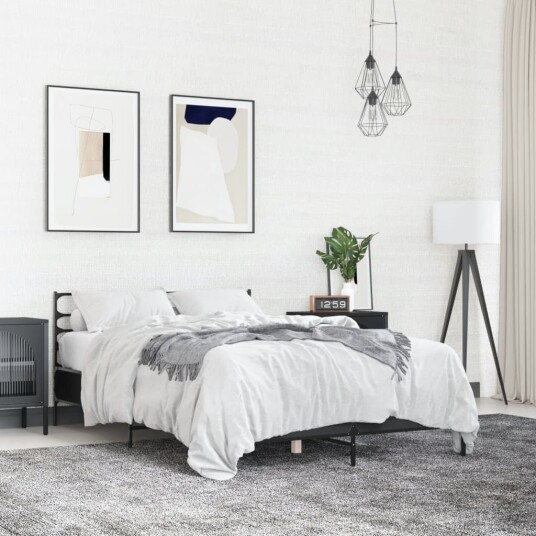 Sengeramme svart 140x190 cm konstruert tre og metall 8721102613739
