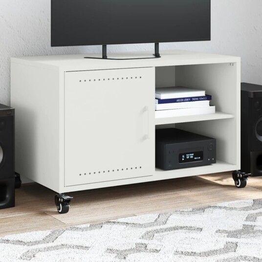 TV-benk hvit 68x39x43,5 cm kaldvalset stål 846673