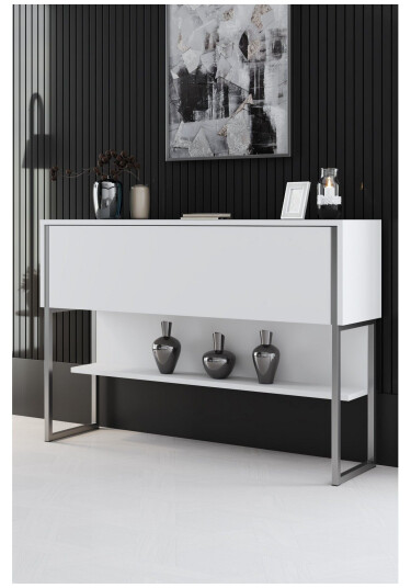 Luxe Kommode 120 cm Sølv/Hvit