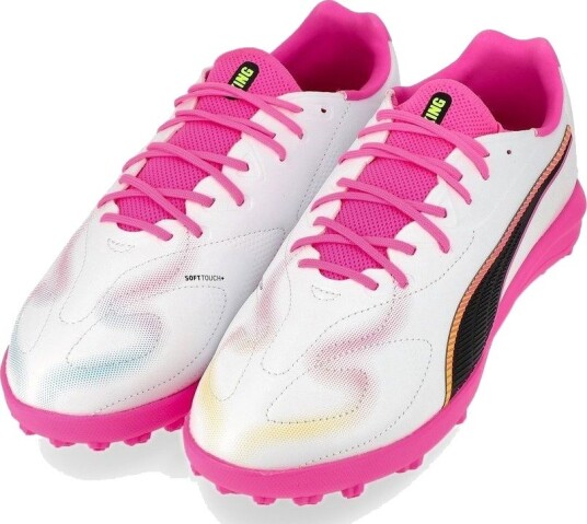 PUMA King 20 Match Tt Showtime PUMA White/poison Pink/bright Aqua Barn Turf (Tf) størrelse 37