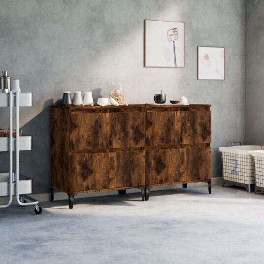 Skjenker 2 stk røkt eik 60x35x70 cm konstruert tre