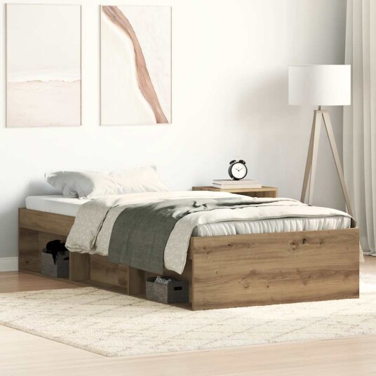 Sengeramme uten madrass artisan eik 75x190 cm konstruert tre 3329310 Sengeramme uten madrass artisan eik 75x190 cm konstruert tre 3329310