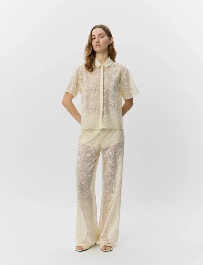 Sofie Schnoor Ivysw Crochet Lace Trousers Cream 42