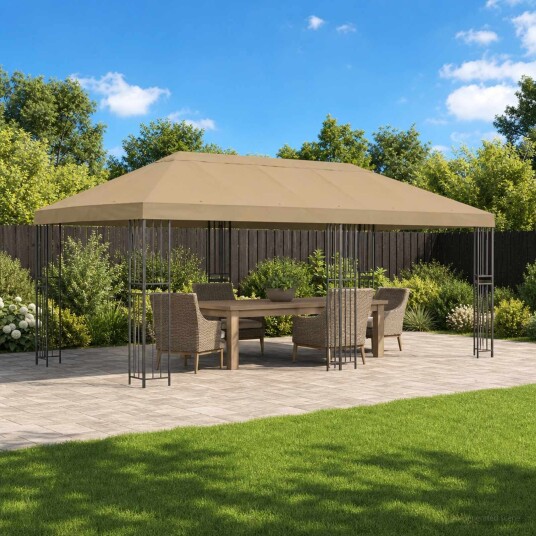 vidaXL Hage Gazebo 6 x 3 m Beige Polyester og stål 190 gsm
