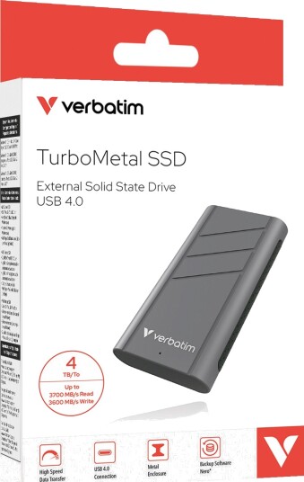 Verbatim TurboMetal 4TB Ekstern SSD USB C Sølv 