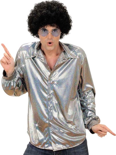 Widmann Holografisk Disco Skjorte Sølv Strl XL