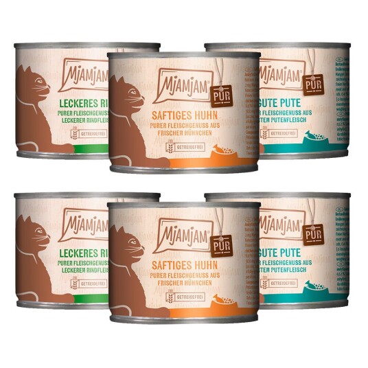 Mjamjam Mixpack Ren Kjøttglede 6 X 200 G Blanding (3 Varianter)