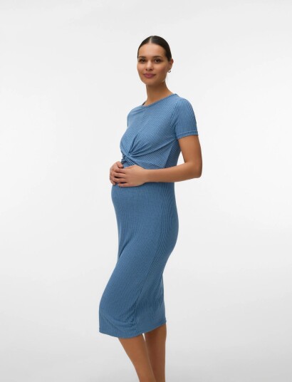 Mamalicious Mlanli June Ss Jrs Midi Dress 2F A. Blue L
