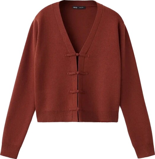 Mango Toggle Knit Cardigan RUST COPPER L Mango Toggle Knit Cardigan RUST COPPER L