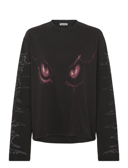 Weekday Printed Long Sleveeved T-Shirt - Black - XS