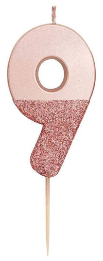 Talking Tables Kakelys Tall Roségull/Glitter - 9 År