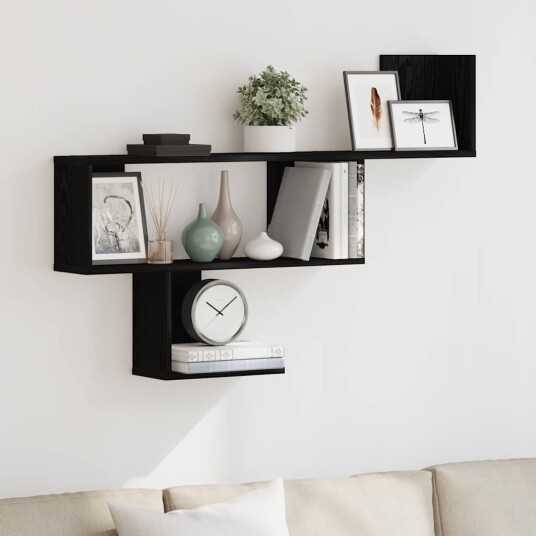 vidaXL Vegghylle svart eik 100x15x70 cm konstruert tre