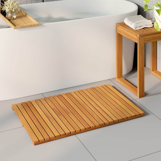 vidaXL Badematte Ensfarget Brun 80 x 50 cm Solid akasietre