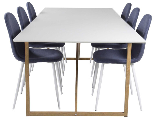 Venture Design Palace & Polar spisegruppe Hvit/blå 6 st stoler & bord 240 x 100 cm