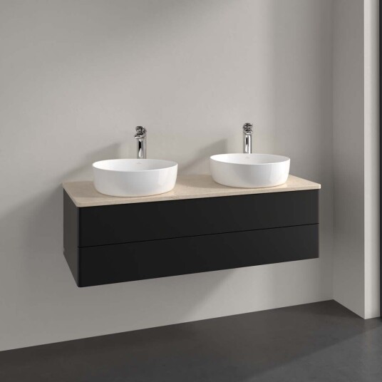 Villeroy & Boch Antao Servantskap med 2 skuffer 120x50x36 cm m/lys Sort Matt/Crème Villeroy & Boch Antao Servantskap med 2 skuffer 120x50x36 cm m/lys Sort Matt/Crème